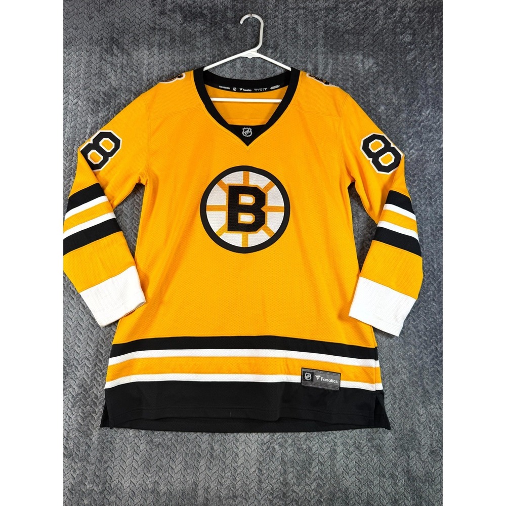 Boston Bruins Jersey Womens L Yellow David Pastrnak Fanatics Hockey Sports NHL